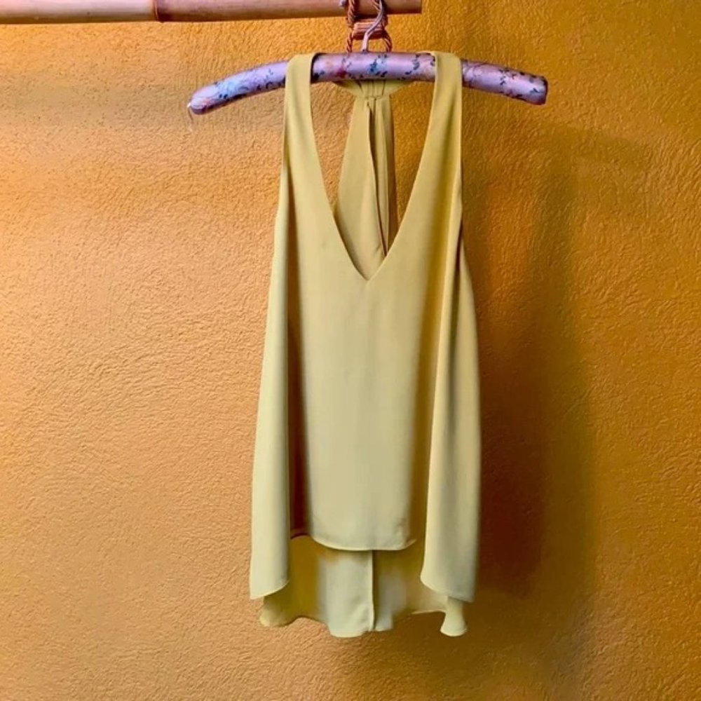 BCBG, “Jazzie” Draped Halter Top, Size XXS (fits a size larger), Dark Lime, NWT